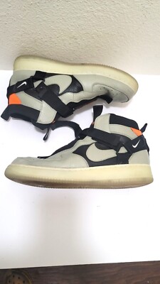 Nike Air Force 1 Mid Utility Sneakers Size 14 Light Grey/Black/Orange Leather &-image