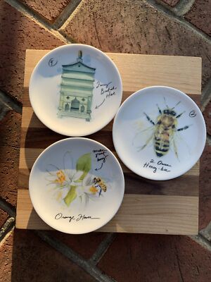 Set Of 3 Round Chad Barrett Creative Co-op Honey Bee Trinket Dish-image