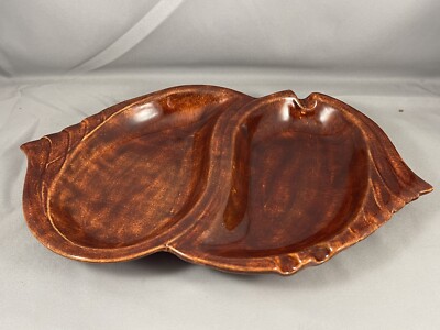 1960’s Mid Century Modern Ashtray Burnt Orange Abstract Handmade By Dellira 11x7-image