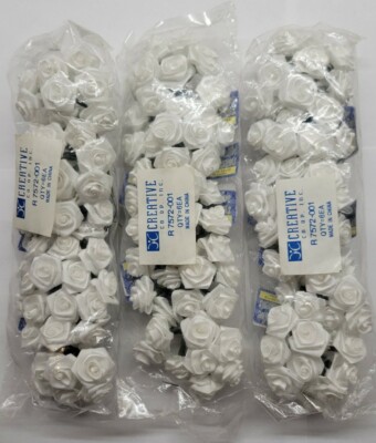 Creative Co-Op 18 Bunches 25 mm White Ribbon Roses (8 Roses Per Bundle)-image
