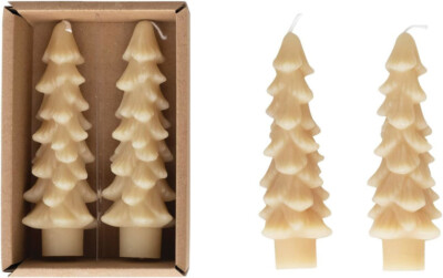 Creative Co-op - Tree Shaped Taper Candles Eggnog Color Set - XS0440-image