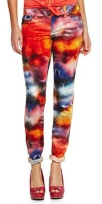 L'Amour Nanette Lepore Girls Galaxy Print Denim Leggings Pants-image