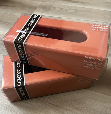 Lot Of 2 Vintage Mid Century Orange Crayonne Tissue Box’s Plastic-image