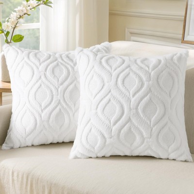 decorUhome Decorative Throw Pillow Covers 22x22, Soft Plush Faux Wool Couch-image