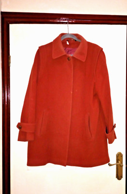 Daks Women's Coat Burnt Orange Size 16 Wool Mid-Length Button Closure Pockets-image