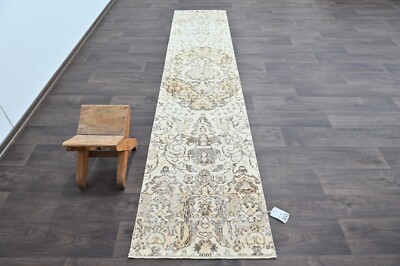 Vintage Turkish Runner Rug 2x9ft Wool Anatolian Handmade Hallway Oushak BEIGE-image