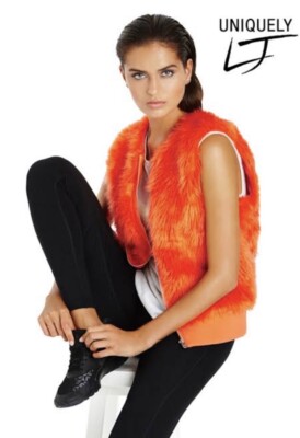 Lorna Jane Size S Melrose Sleeveless Jacket / Vest Orange Colour Full Zip BNWT-image