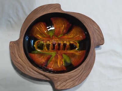 Mid-century Atomic Orange Lava Ashtray California Pottery Pristine 10.5