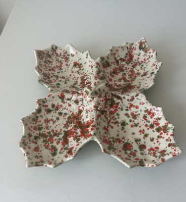 Vintage ‘72 MCM Speckled Pottery Appetizer Dish-image