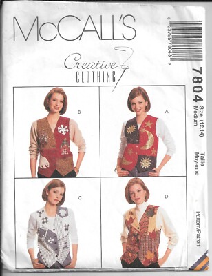 McCall's Creative Clothing 7804 Sewing Pattern, Misses' Lined Vest and Appliques-image