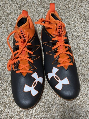 Under Armour Nitro Mid Black Orange Football Cleats 1290962 004 Mens Size 13.5-image