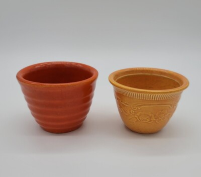 Pair of Mid-Century Pumpkin Orange Oven Serve Custard Cups-image