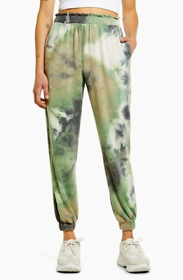La La Land Creative Co Womens Tie Dye Joggers Size M Green Elastic Waist NWT-image