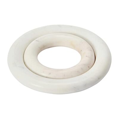 Creative Co-Op Set of 2 White Marble Coasters-image