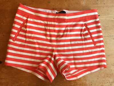 J Crew Womens Size 2 Shorts Textured Fabric Orange Striped Cotton Nylon B22-image