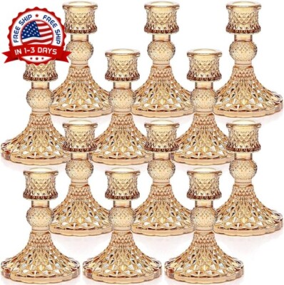 Candelarios Candelabros Elegantes Para Decoracion De Mesa Finos Cristal Juego 12-image