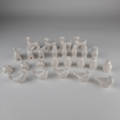 Creative Co-op Mini White Ceramic Animal Figurine Lot of 25 Glossy Home Decor-image