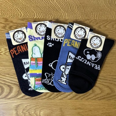 Snoopy Socks Set of 5, Short & Mid Length, Navy, Orange, Black, New-image