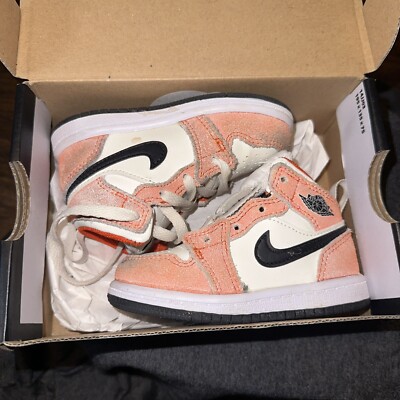 Air Jordan 1 Mid SE Toddler Size 6c Team Orange Used-image