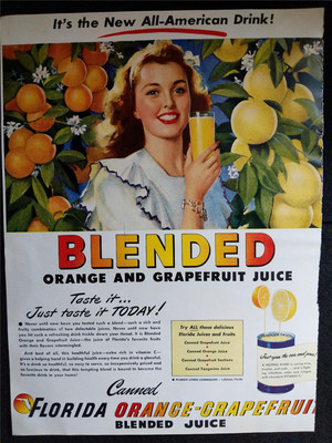Vintage 1947 FLORIDA ORANGE JUICE MID CENTURY Magazine Print Ad-image