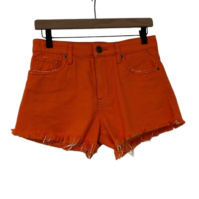 KUT from the Kloth Shorts Size 2 Orange Denim Gidget Fray Short Mid Rise Stretch-image