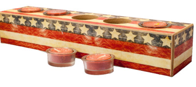 5-Piece Designer Phoenix Creative Tealight Set Wood Base Ornament July 4th-image