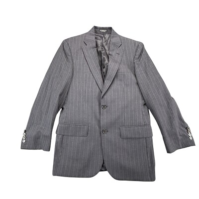 John Varvatos USA Blazer Size 36R Gray White Striped Wool 120s Jacket Sullivan-image
