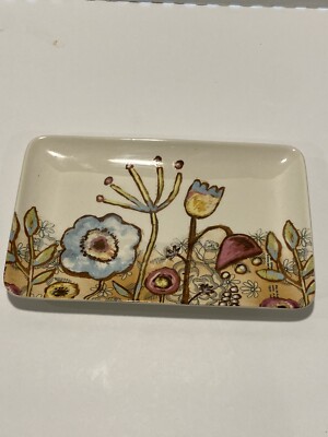 Lori Siebert floral rectangular dish Creative Co Op spring/summer decor-image