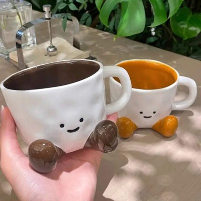 Cartoon Couple Ceramic Mug Creative Coffee Milk Tea Water Cup Cute Children Brea-image