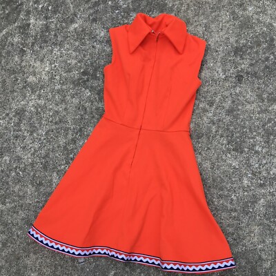 Vintage 50s 60s Women's Orange Mod Retro Atomic Mid Century Dress Hippy Boho Sur-image