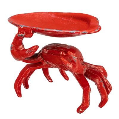 Creative Co-Op Distressed Red Decorative Cast Iron Crab Shaped Dish-image