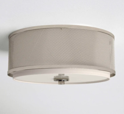 Joss & Main Brushed Nickel Penn Fabric Flush Mount Light. 3 light fixture.-image