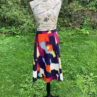 High waist multicolored patterned skirt w/ zipper-image