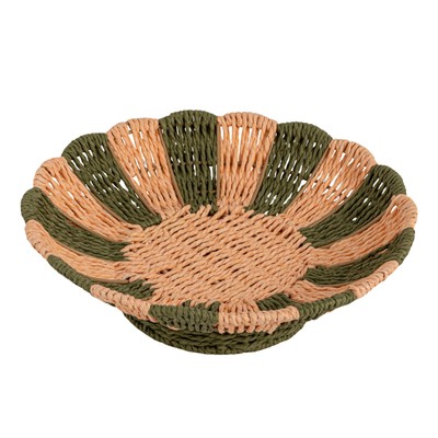 Decorative Woven Paper Rope Footed Scalloped Bowl, Natural-image