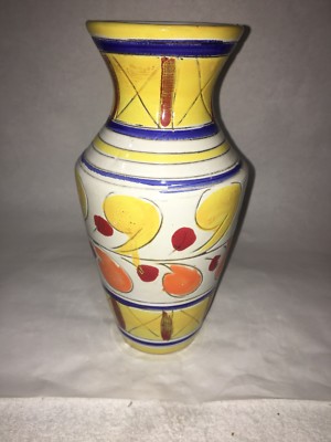 Vintage Orange Yellow Italian Pottery Vase Mid Century Modern -image