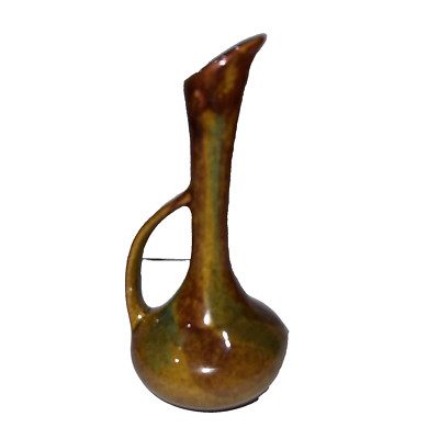 Vintage Mid Century Modern Orange Drip Glaze Signed Pitcher Vase Pottery 7.75”-image