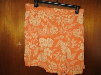 Sonoma Women's Shorts Mid Rise Orange with Flowers  3X  Rayon NWT-image