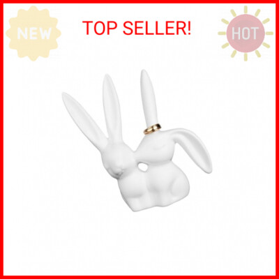 Creative Co-Op Ceramic Bunny Rabbits Ring Holder-image