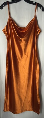 Xxxiticat Orange Shney Dress Spaghetti Straps Side Zipper Large Woman’s -image