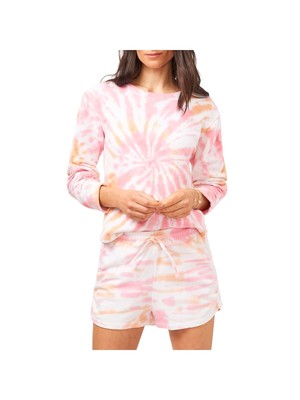 1. STATE Womens Orange Stretch Tie Ruched Tie Dye Shorts XXS-image