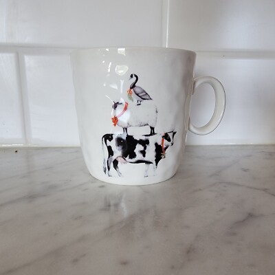 Creative Co-op Mary Lake Thompson Mug Christmas Farm Animals 16oz Cow Sheep-image
