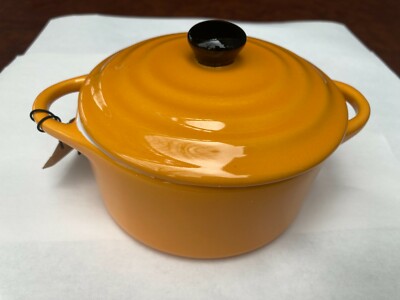 NEW ! Creative Co-op Stoneware Mini Baker Orange W/Lid NIB Soup Or Casserole-image