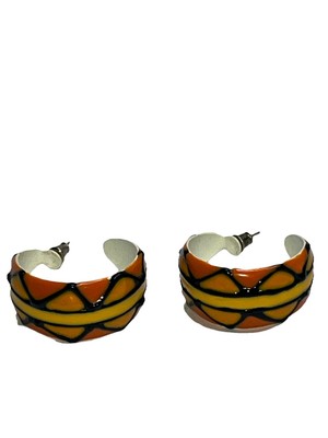 MCM Enamelwear Post Earrings Orange Yellow Black-image