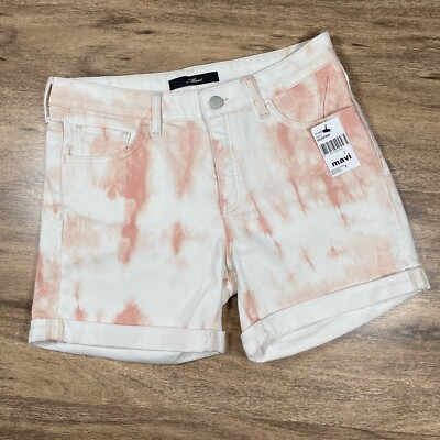 NWT Mavi Pixie Orange White Tie Dye Mid Rise Casual Shorts Women’s 27-image
