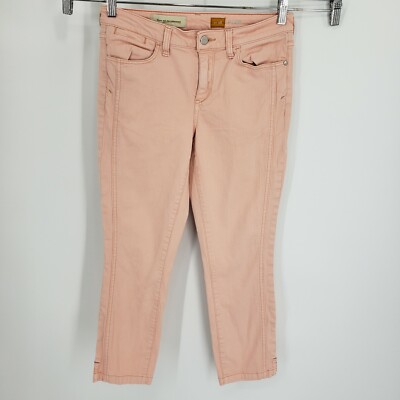 Anthro Pilcro And The Letterpress Crop Jeans Women Sz 28 Stet Fit Peach -image