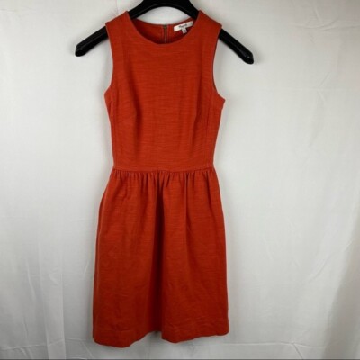 Madewell Orange cotton blend zipper back dress XXS-image