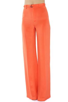 Rebecca Minkoff Sanna Pant Wide Leg Mid Rise Neon Orange 100% Silk NEW Belt 0-image