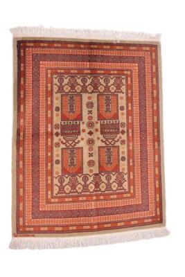 Vintage Oriental Orange Beige Soft Rug 3x5 Handmade One of a Kind Area Rug-image