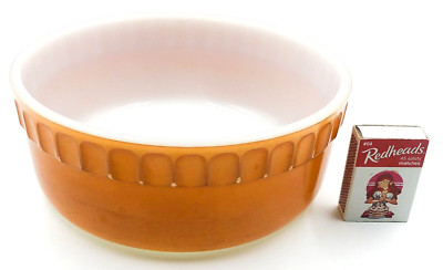 Vintage Mid Century Modern Pyrex Burnt Orange Souffle Bowl 1960's-image