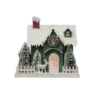 Creative Co-op Lighted Vintage Style Christmas House ~~ Holiday Must-Have-image